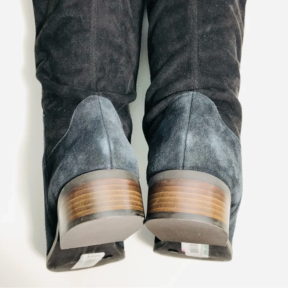 NEW Lucky Brand Calypso Over-The-Knee Boot in Black Suede Fabric Combo size 6.5